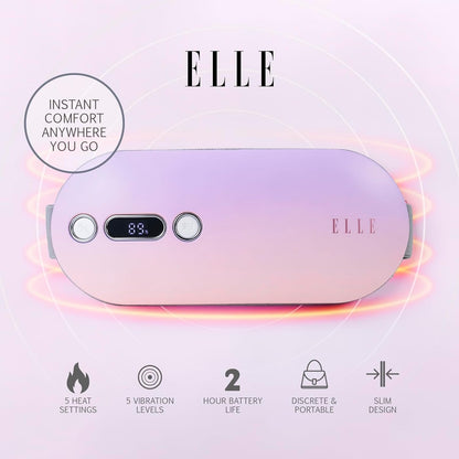 ELLE - Heating Pad for Back Pain & Period Cramps, Rechargeable Waist Heating Belt with Heat & Vibration Massage, USB-C Portable Heating Wrap for Abdomen, Menstrual Relief & Muscle Comfort (Pink)