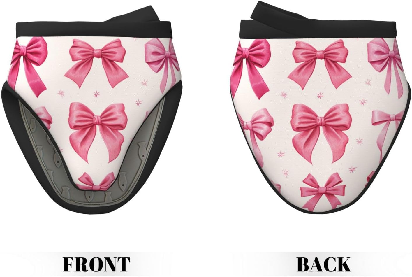 Light Pink Bows in Three Rows Mini Silicone Oven Mitts Heat and Slip Resistant Kitchen Mittens,Short Oven Gloves for Safe Cooking Baking & Grill,5.9"X5.9"