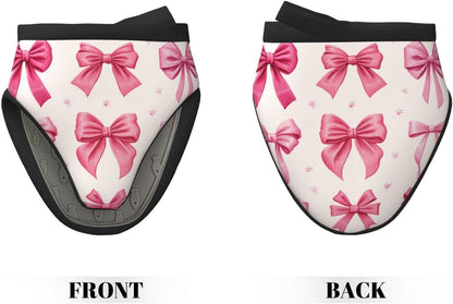 Light Pink Bows in Three Rows Mini Silicone Oven Mitts Heat and Slip Resistant Kitchen Mittens,Short Oven Gloves for Safe Cooking Baking & Grill,5.9"X5.9"