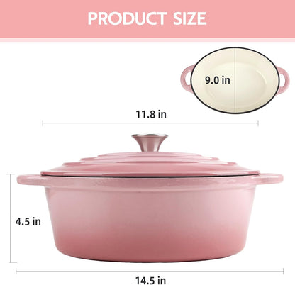 5.5 Quart Oval Enameled Cast Iron Dutch Oven Pot with Lid, Oven Safe up to 550° F & Dishwasher Safe, Sturdy Dutch Oven Cookware
