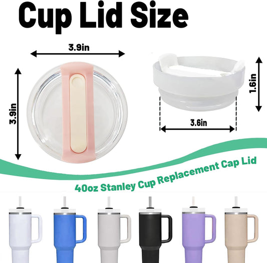 40 OZ Tumbler Lid Replacement Fit for Stanley Cup, 2 Pack Clear Replacement Lids Fit for Stanley Travel Tumbler, Spill Proof Tumbler Covers for Stanley Cup Accessories (Peach Whip Cabana Gloss)