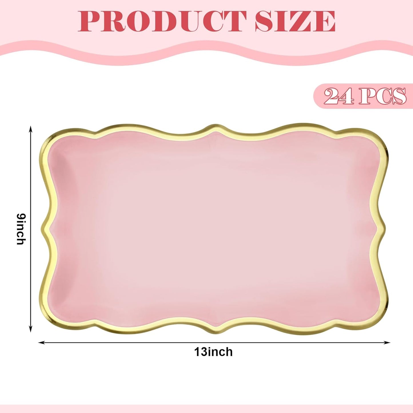 Havawish 24 Pcs 9" x 13" Pink Disposable Paper Serving Trays and Platters Food Platters for Parties White Trays Cupcake Platter Bandejas Decorativas para Fiestas for Birthday Party Weddings
