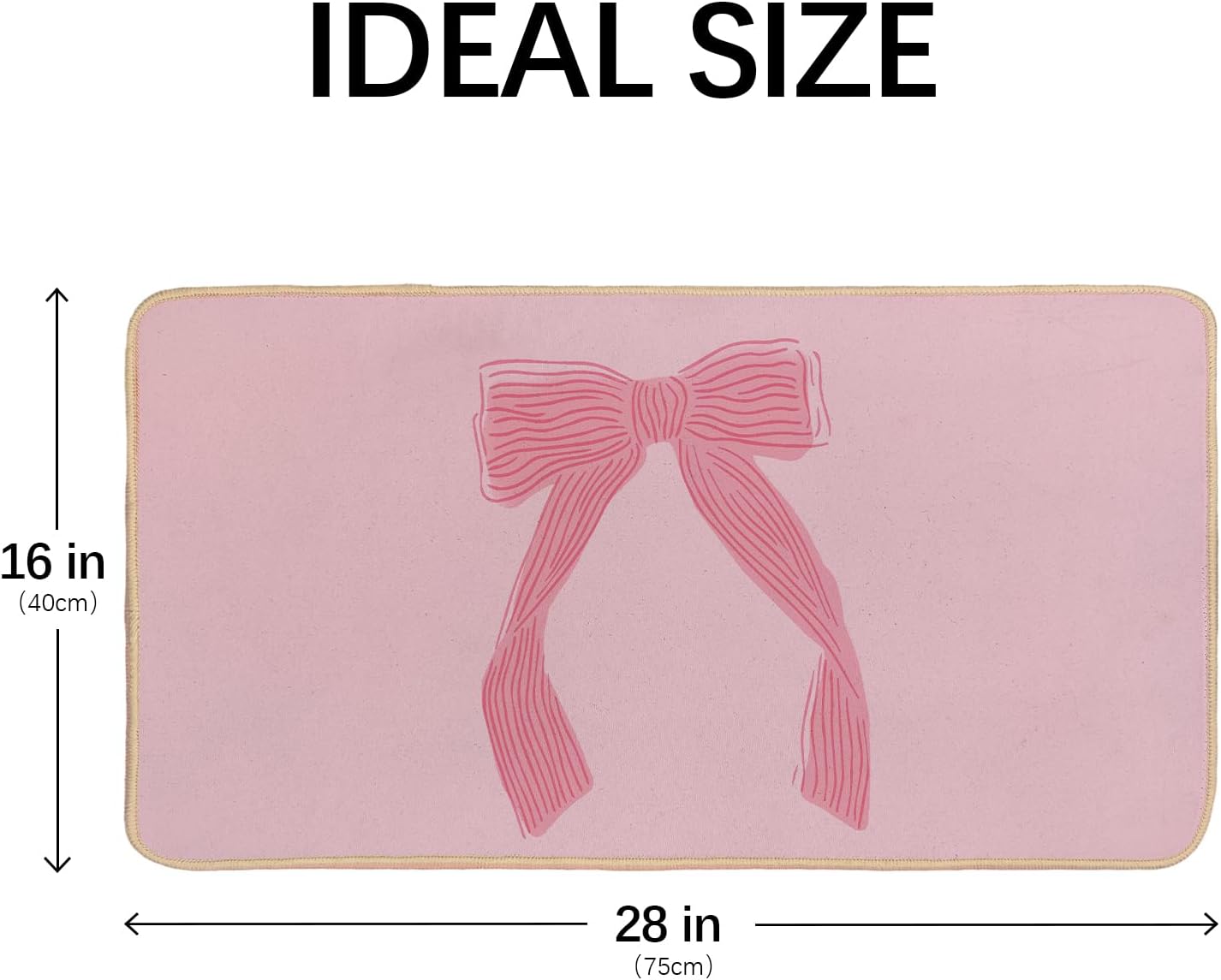 Coquette Preppy Pink Bow Welcome Mat Front Door Mat Kitchen Bath Mat, Pink Bathroom Bow Decor Floor Mats, Gifts for Women Teen Girls, 30 x 16 Inch