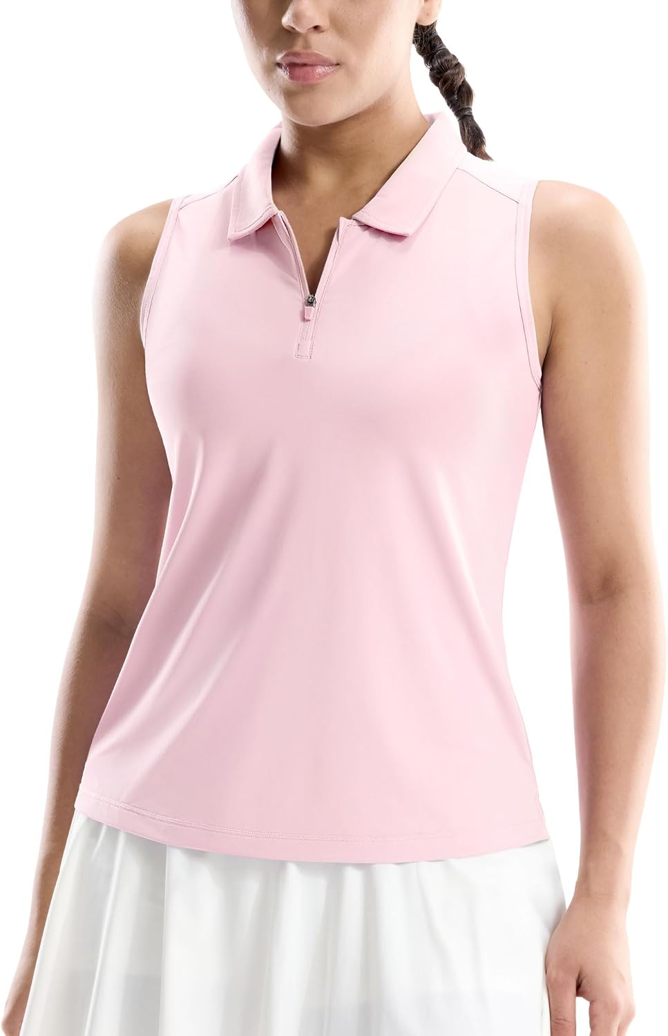 MIER Womens Sleeveless Golf Shirts - Quarter Zip UPF 50+ Collared Polo Tank Tops, Quick Dry Zip Up Tennis Sports Active Tee