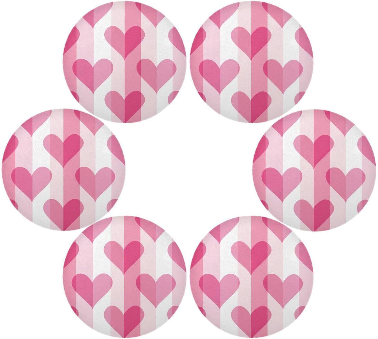 Gradient Peach Heart Pattern placemat round table reusable placemat linen burlap 15.4