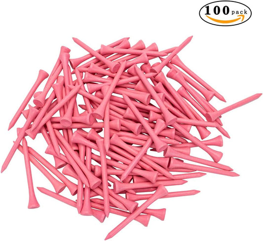 THIODOON Golf Tees Professional Natural Wood Golf Tees Pack of 100, Golfing Tees Multiple Colors Size 3-1/4 inch, 2-3/4 inch or 2-1/8 inch, Tall Golf Tees Bulk Reduce Side Spin and Friction