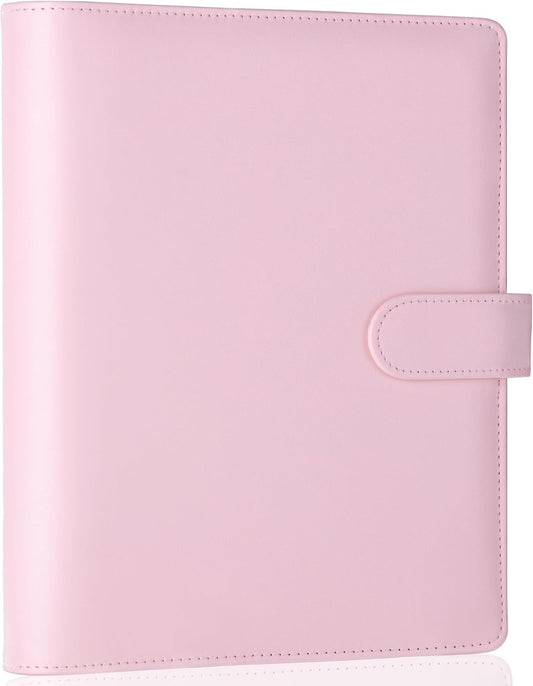 Antner A5 Binder 6 Ring Refillable Notebook Planner Cover for A5 Planner Inserts & Refill Paper, PU Leather Loose Leaf Budget Binder Personal Organizer Kpop Photocard Holder with Magnetic Buckle, Pink