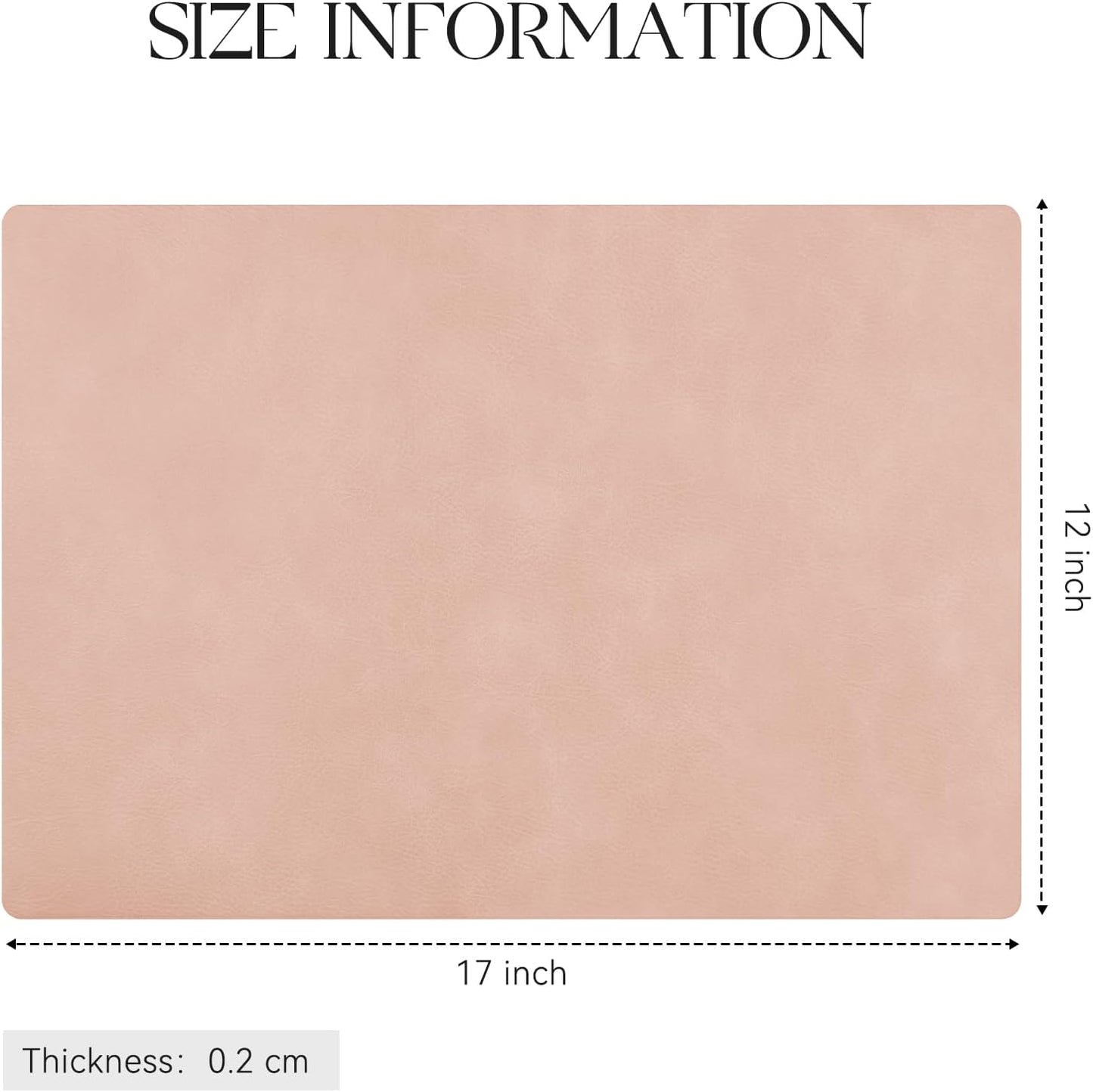 MOSAYT Vinyl Placemats Set of 6-12 X 17 Inch - Faux Leather 100% Waterproof Oil-Proof Wipeable PU Place Mats, Heat Resistant Reversible Table Mats for Kitchen, Dining, Outdoor, Pink