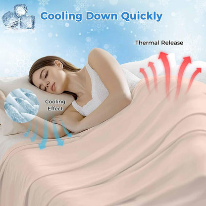 Cooling Blanket Peach Pink Lightweight Breathable Summer Blanket Gradient White Cooling Blankets for Hot Sleepers Night Sweats 40x60in