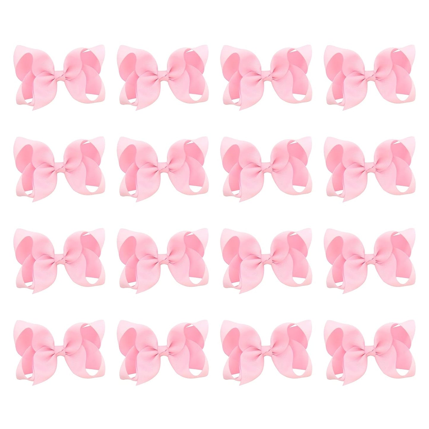 DEEKA 16 PCS 4" Hand-made Hair Bow Grosgrain Ribbon Solid Color Hair Bow Alligator Clips Hair Accessories for Little Teen Toddler Girls -Light Pink