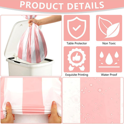 4 Pcs Pink and White Striped Tablecloths Plastic Pink Stripe Tablecloths Waterproof Rectangle Striped Tablecloth for Holiday Picnic Birthday Theme Party Decorations, 52 x 86 in