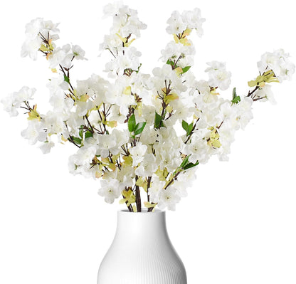4PCS Artificial Cherry Blossom Flowers 27.2inch Fake Peach Blossom Flower Faux Silk Flower for Wedding Bridal Bouquet Wreath Table Centerpiece Outdoor Decor