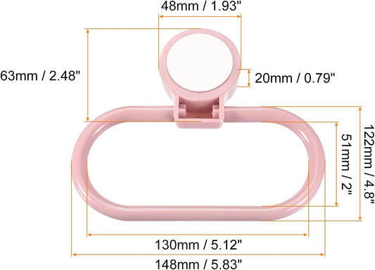 HARFINGTON Wall Mounted Oval Towel Ring ABS Hanging Holder Self-Adhesive for Bathroom Kitchen Accessories, Pink