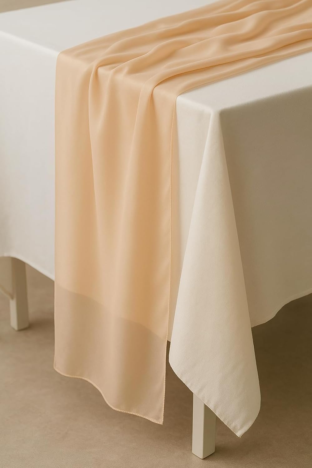 Koyal Wholesale 1Pcs Blush Peach Chiffon Table Runner 180 Inches Chiffon Table Runner Blush Quince Wedding Sheer Pink Table Runners, Baby Bridal Shower Easter Mothers Day Decorations