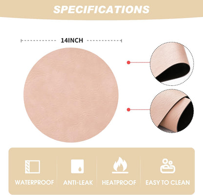 Artoid Mode Pink Faux Leather Placemats Set of 4, 15 Inch Waterproof Wipeable Heat Resistant Vinyl Place Mats, Reversible Table Mats for Spring Kitchen Dining Decor