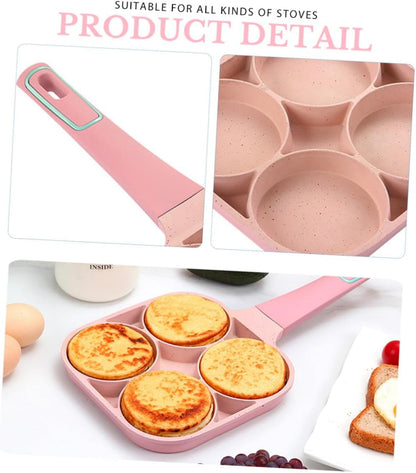 Angoily Non-stick Egg Frying Pan Aluminium Alloy Skillet for Omelets and Healthy Cooking Easy Clean Home Egg Cooker Lightweight Breakfast Mold in Pink