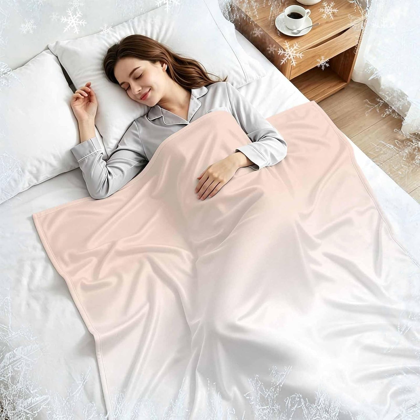 Cooling Blanket for Hot Sleepers Peach Pink Lightweight Breathable Double Sided Summer Blanket Gradient White Cooling Throw Blanket for Couch Bed Night Sweats 30"x40"