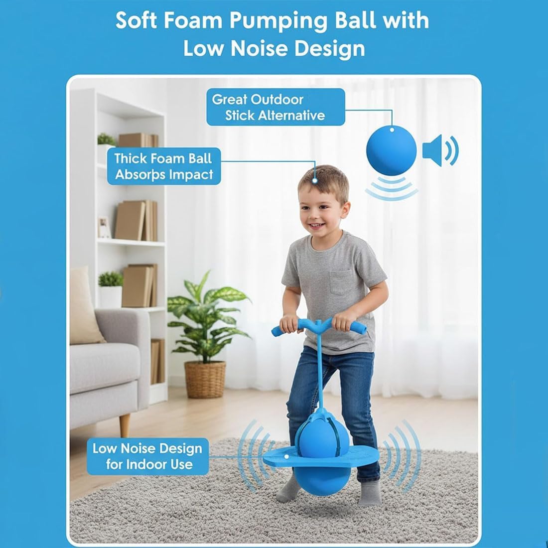 Children Balance Jumping Ball, 2026 Upgraded Non-Slip Jump Balance Ball with Handle and Pump, Crazy Jumping Balance Board for Kids, High Jump Toy Bounce Jump Trick Board