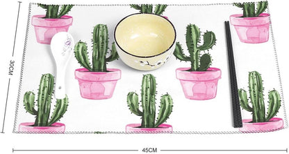 Placemats Set of 4 Heat Resistant Table Placemats Set Washable Easy Clean Placemat Durable Non-Slip Dining Table Mats Set Peach Pot Pattern Kitchen Place Mats for Dining Indoor Outdoor