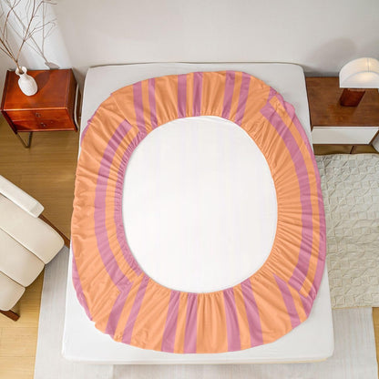Erosebridal Peach Orange Modern Lines Fitted Sheet Twin Size for Kids Teens Adults | Geometric Abstract Striped Bed Sheets Retro Classic Vertical Stripe Bedding Set Minimalist Stripes Pattern Sheets