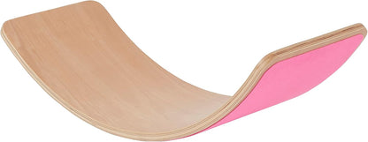 ECR4Kids Wooden Rocking Balance Board with Non-Slip Felt Base, Montessori Toy, Bright Pink
