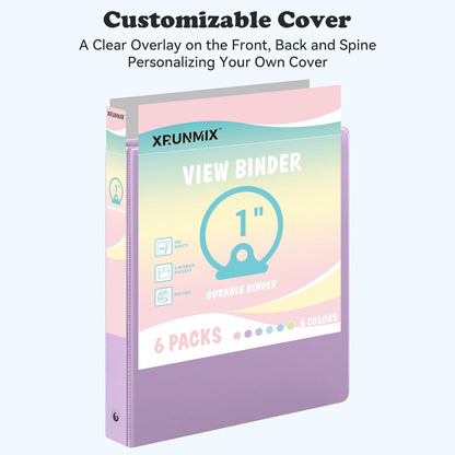 1-inch 2-inch 3-Ring Binder with Pockets, Basic Binders 1''2'' Color Binders, Holds Letter Size 8.5'' x 11'',200/450 Sheet Capacity, Bundle 6 Pack for Back to School (1'' Pink - 6 Packs)