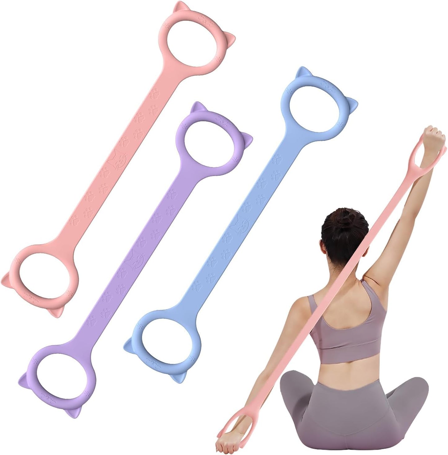 Figure 8 Resistance Bands with Handles, Upgraded Silicone 8-Shaped Exercise Band for Women,Stretch Bands Set for Exercise Arms Back Legs Pilates Yoga