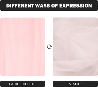 Artoid Mode 6Pcs Blushing Pink Gauze Table Runner 28x120Inch, Seasonal Sheer Kitchen Dining Holiday Wedding Birthday Baby Shower Table Decor for Home Party
