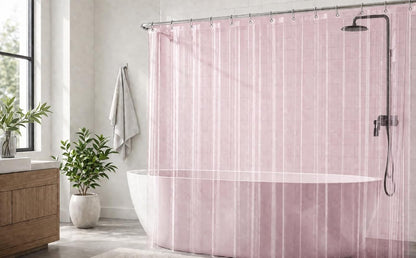 EHZNZIE Pink Shower Curtain Liner 72x72, PEVA Waterproof Bath Curtain, No Chemical Smell, 3 Weighted Magnets, Durable with Rustproof Metal Grommets