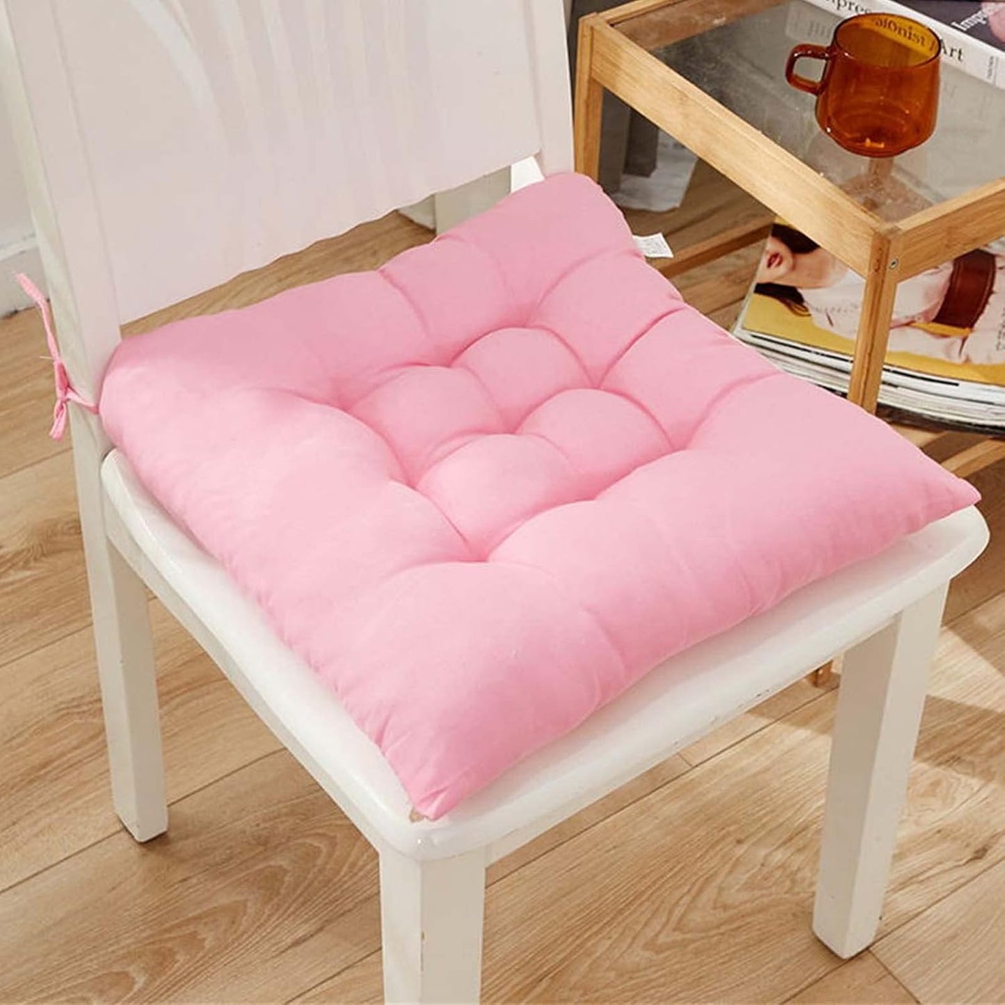 15.7×15.7in Indoor Outdoor Garden Patio Home Kitchen Office Chair Seat Cushion Pads,Soft and Comfy Swing Chair Cushion, Comfortable Replacement Lounge Pads (Pink)