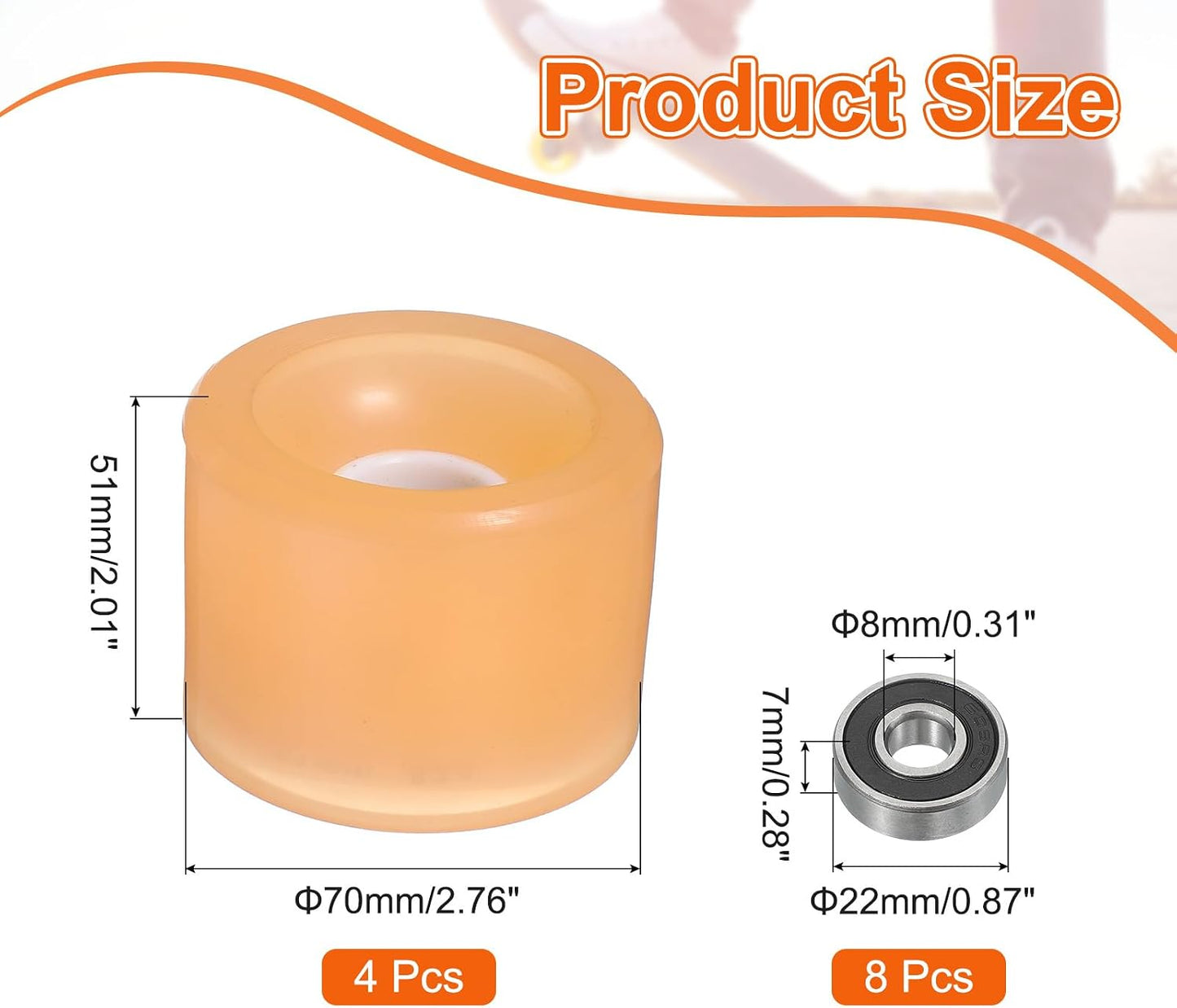 PATIKIL Skateboard Wheels, Street Wheels PU Flash Cruiser Wheels High Elasticity with Bearings