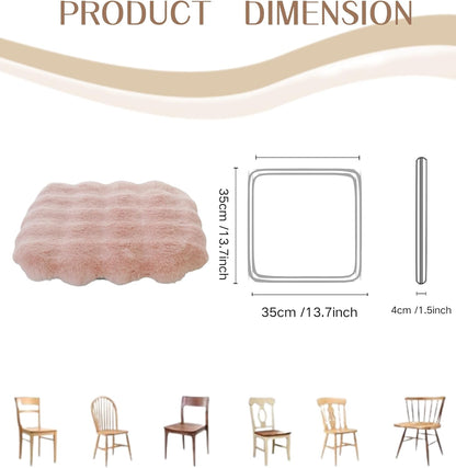 Plush Fuzzy High Resilience Chair Cushion 13"x13"x2" Removable Chair Pads Non Slips Square Seat Cushions with Ties for Indoor Dining Room Kitchen and Office Chairs (Pink,13"x13")