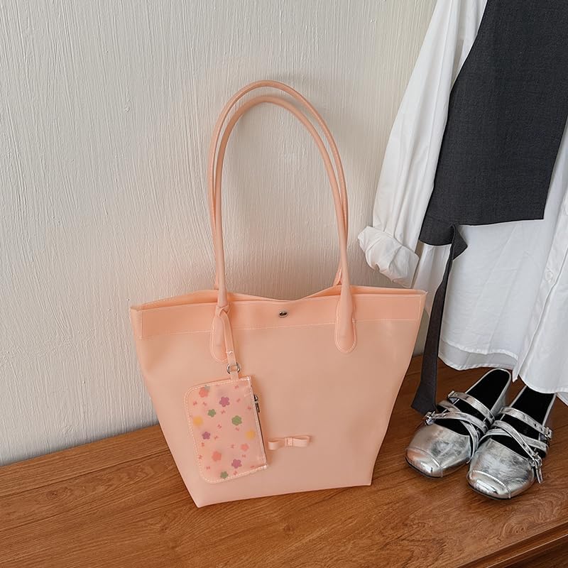 Jelly Tote Bag For Women Waterproof PVC Handbag With Floral Coin Purse Pendant For Beach Daily Use