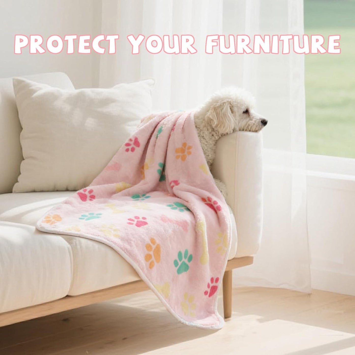 YUEPET Waterproof Dog Blankets, 2 Pack Washable Dog Blankets for Bed Couch Sofa Protector Fleece Flannel Puppy Blanket Soft Plush Reversible Throw Blanket for Medium Dogs Cats 30"×20"(Pink+Brown)