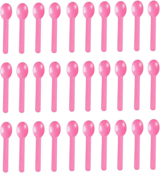 50 Pcs Disposable Plastic Dessert Spoons, 5.9"Ice Cream Spoons, Small Dessert Spoons for Ice Cream, Yogurt, Pudding, Cake,Party and Daily Use (Pink)