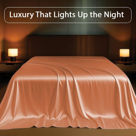 Mulberry Silk 1-PC Flat Sheet Only - Luxury Ultra Soft Breathable, Full (81x96) Size, Peach Color