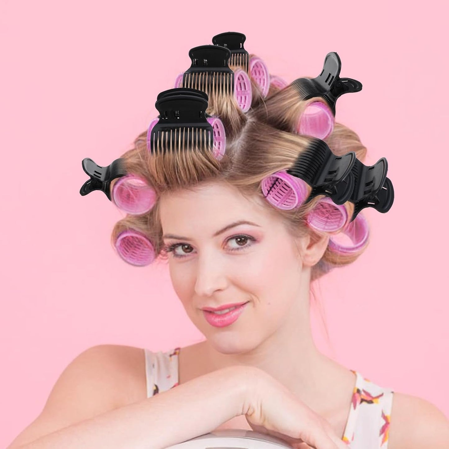 8 Sets Hot Roller Clips Versatile Hair Roller Clamps Curler Claw Replacement Clip Hair Section Styling Tool Set for Women Girls Effortless Curls Waves