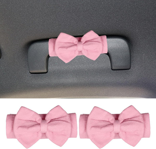 2PCS Cute Bow Car Inside Door Handle Protector, Anti-Scratch Car Inner Front Rear Door Pull Handle Cover, Universal Vehicle Interior Decorative Accessories for Cars Trucks SUVs(Pink)