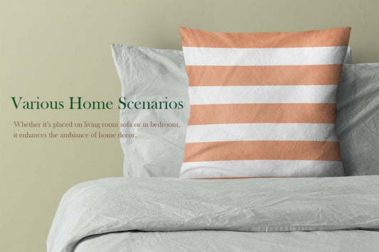 Peach Stripe Square Pillowcase Zippered Double Sided Printing 16x16 Inches Decorative Throw Pillow Case Cushion Cover