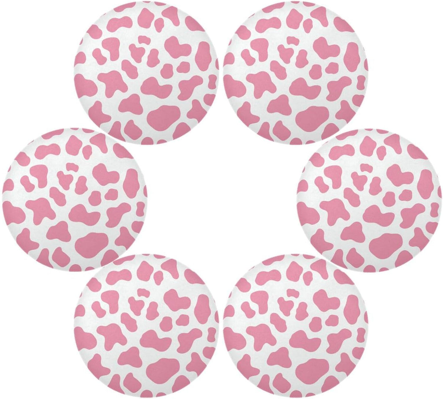 Peach Cow Pattern placemates round waterproof place mat christmas porta platos para mesa 15.4x15.4in set of 6