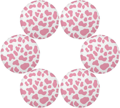Peach Cow Pattern placemates round waterproof place mat christmas porta platos para mesa 15.4x15.4in set of 6