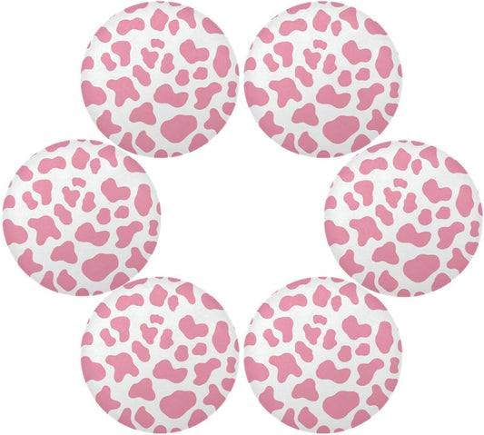 Peach Cow Pattern placemates round waterproof place mat christmas porta platos para mesa 15.4x15.4in set of 6
