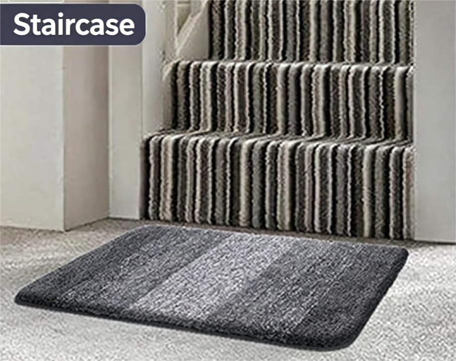 Non-Slip Bath Mat, Absorbent Striped Bathroom Rug, Soft Thick Floor Mat for Bathroom and Bedroom, (Pink, 41x62cm)
