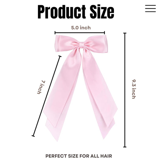 LuSeren 2 PCS Double Layer Hair Bows Pink Hair Ribbon Clips Ponytail Holder Accessories for Women Girls Toddlers Teens Kids