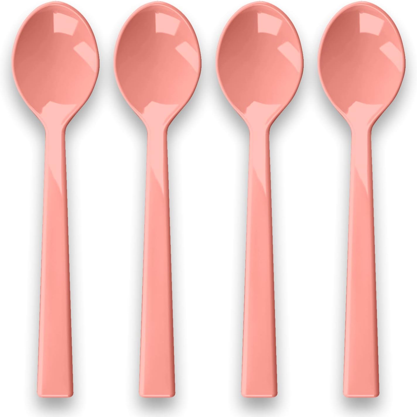 Abode Homewares Berries & Cherries 6.2" Durable Melamine Dessert Spoons, Dishwasher-Safe Indoor/Outdoor Flatware - Coral - Set of 4