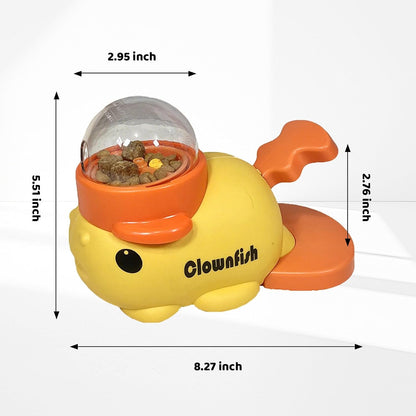Interactive Clownfish Dog Treat Dispenser Toy with Spinning Tail, Puzzle Slow Feeder for Dogs & Cats, Treat Dispensing Food Puzzle Feeder, Includes Cleaning Cloth & Brush (Pink)