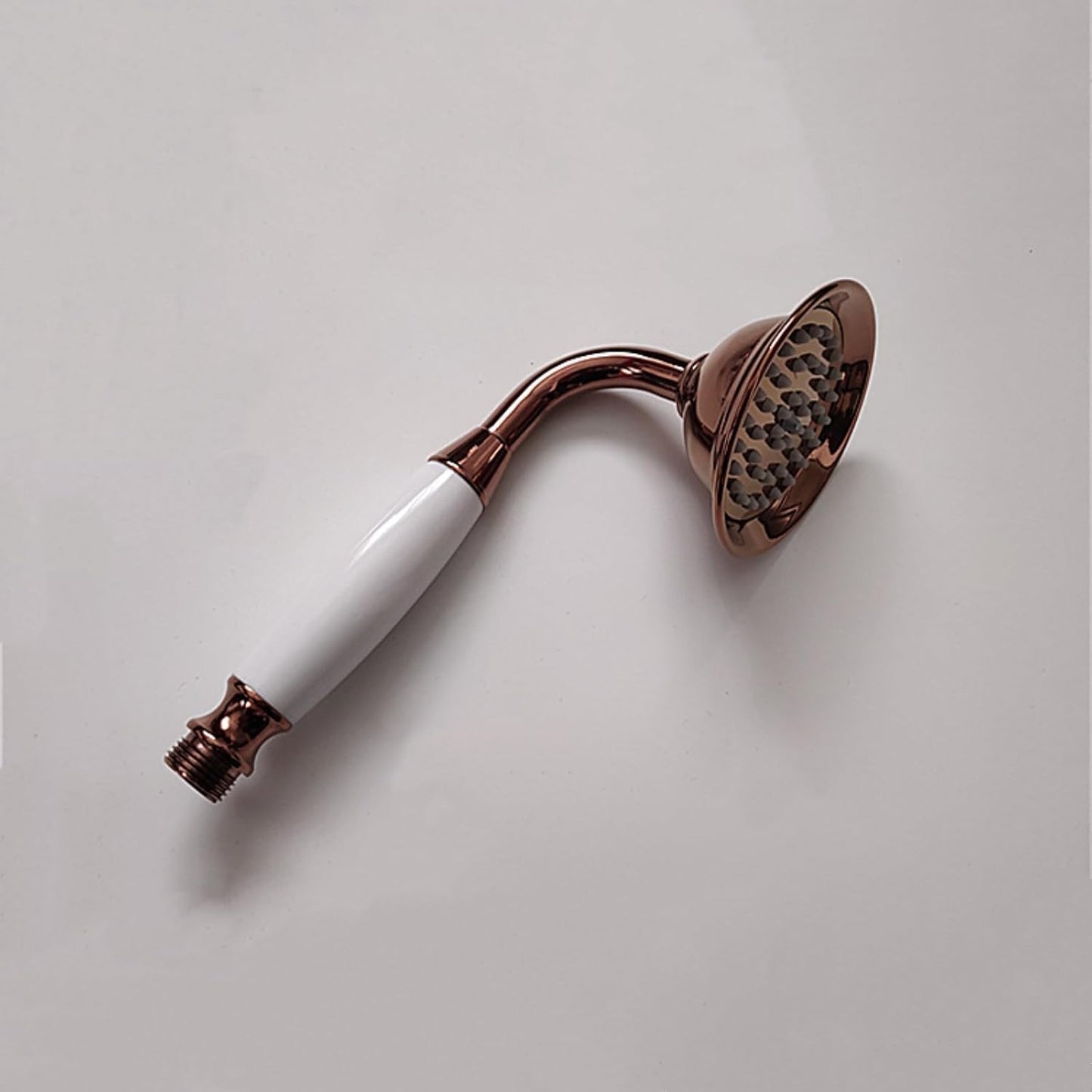 Handheld Shower Head Bell Shape White Ceramic Handle Stainless Steel (Rose Gold)