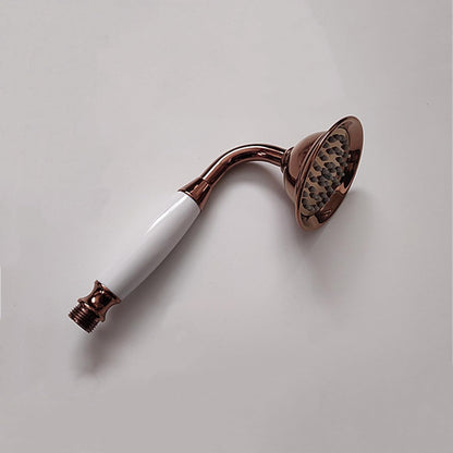 Handheld Shower Head Bell Shape White Ceramic Handle Stainless Steel (Rose Gold)