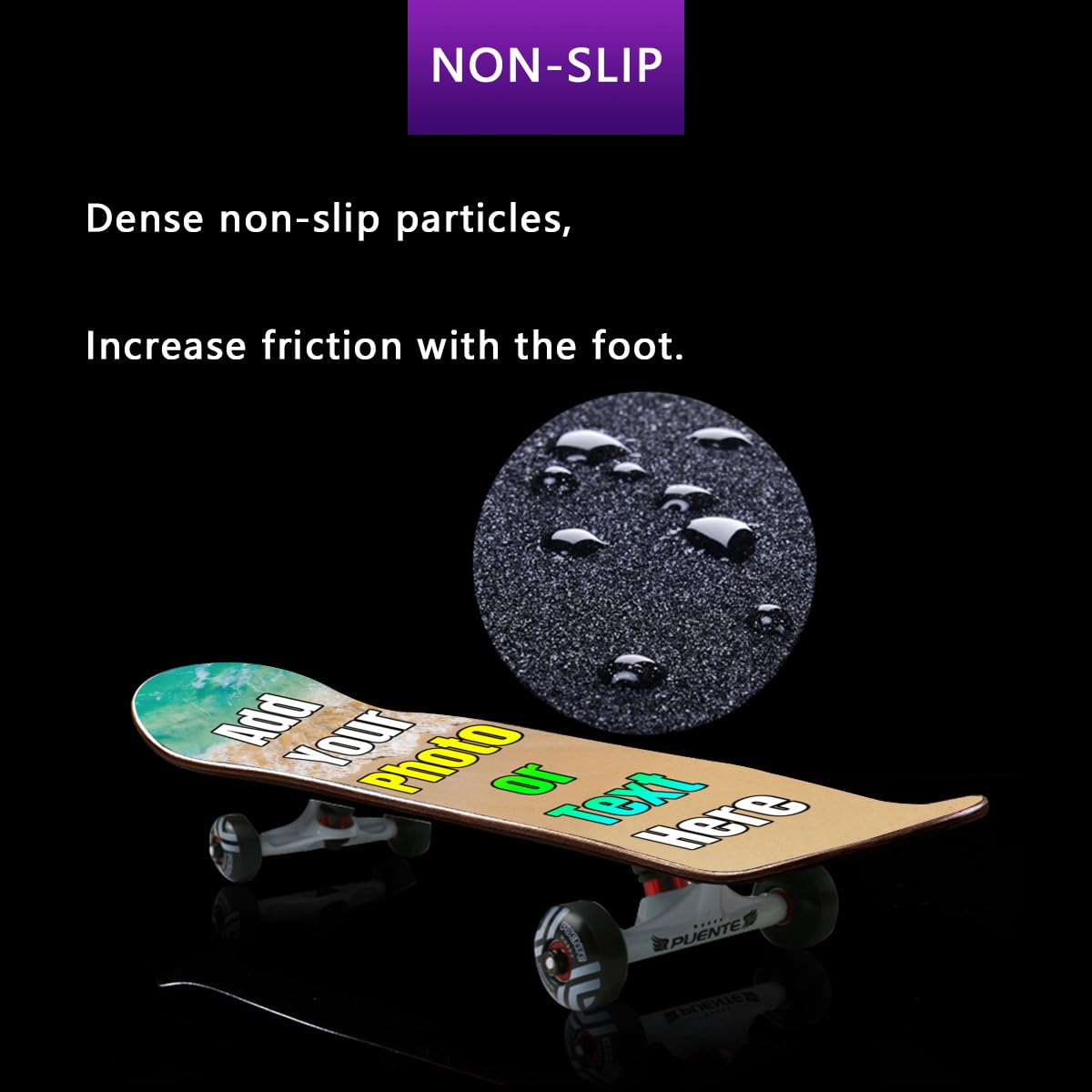 Personalized Skateboard Grip Tape with Photo, Custom Name Image Logo Waterproof Skateboard Stickers Non-Slip 9x33 Inch Customized Gifts for Men Women, HotPink