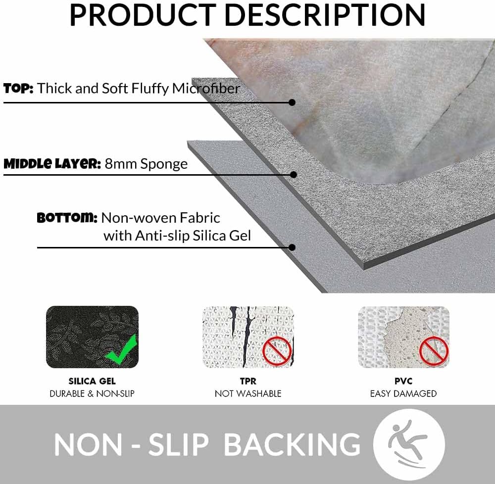 Marble Bath Mat for Bathroom Light Marble Texture Stone Rock Floor Grey Pink Bath Rugs Door Mat Non Slip Rubber Backed Bathroom Floor Mat for Bathtub Sink Shower 16"X24"